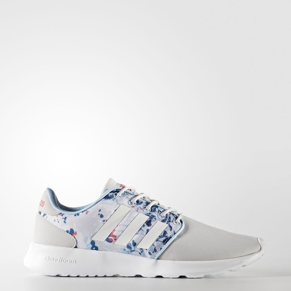 Adidas Cloudfoam Qt Racer - αθλητικα παπουτσια γυναικεια - Γκρι/Ασπρα/Ροζ,Μέγεθος: EU 36 – 54 2/3 (4